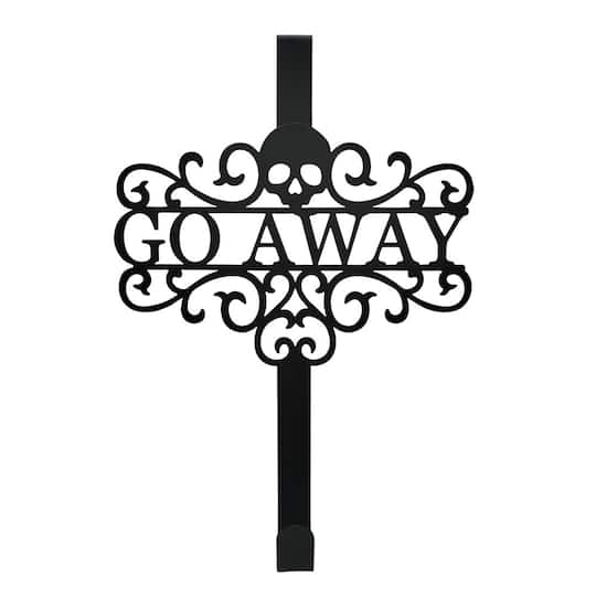 15" Black Go Away Skull Wreath Hanger by Ashland®
